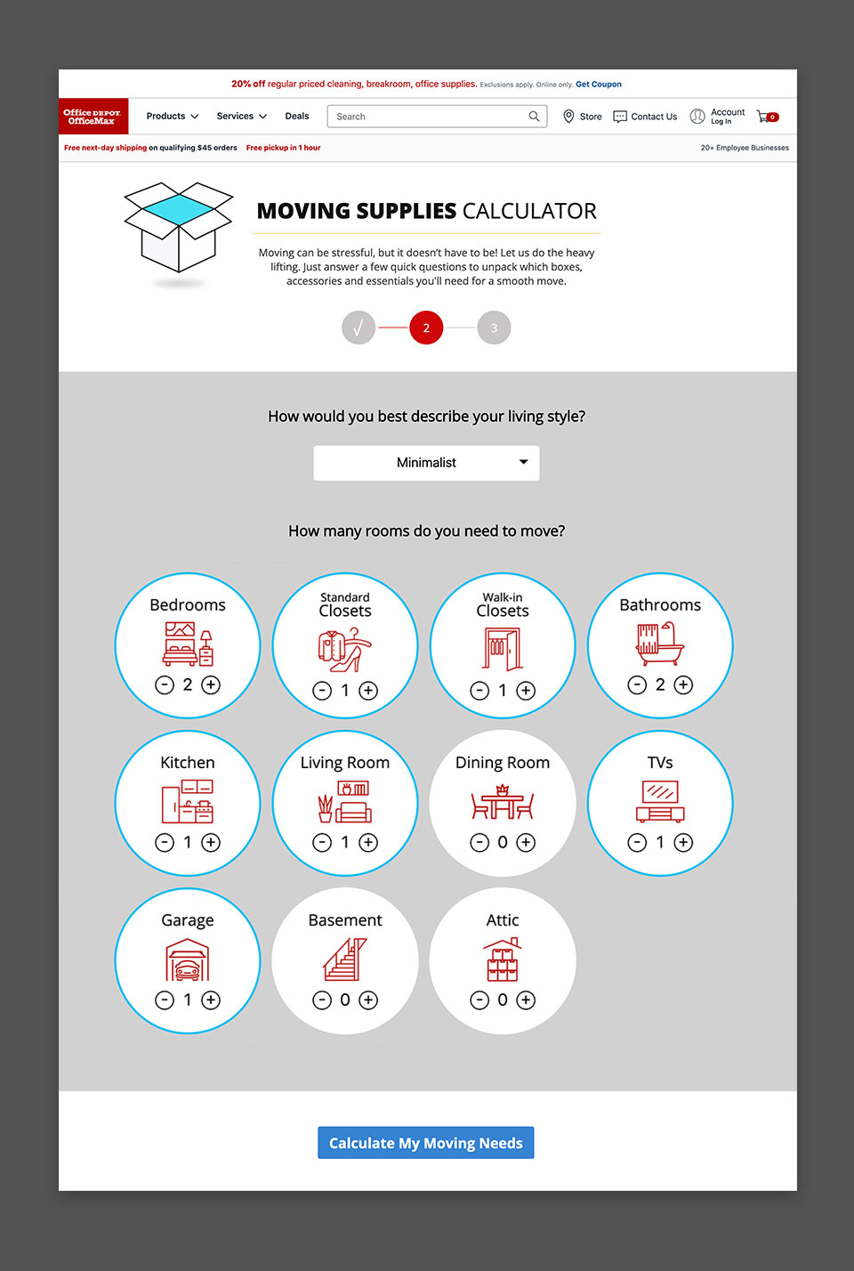 Moving Supplies Calculator